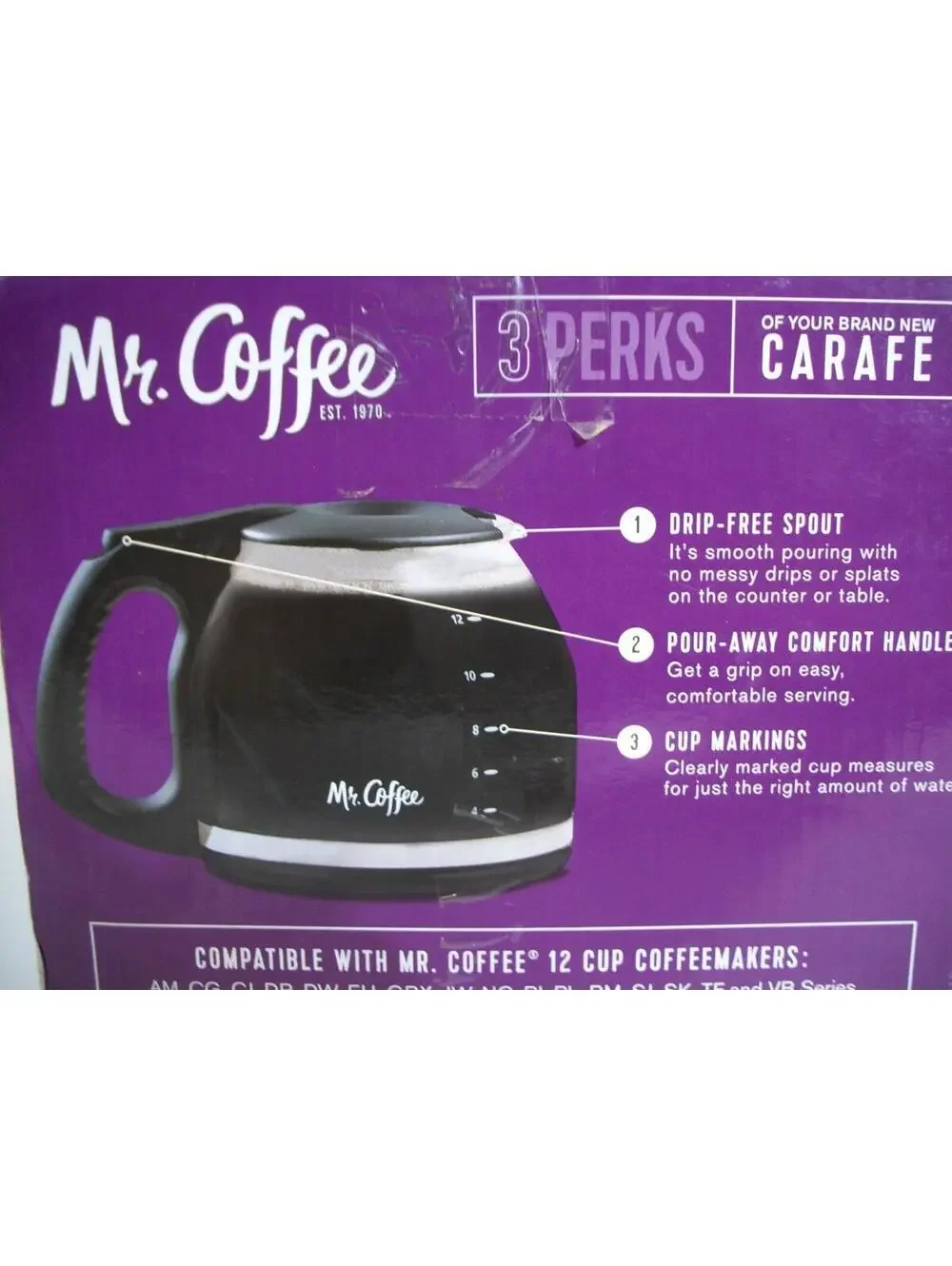 12-Cup Replacement Coffee Carafe works for Mr. Coffee maker Pot PLD12-1 BVMC-SJ